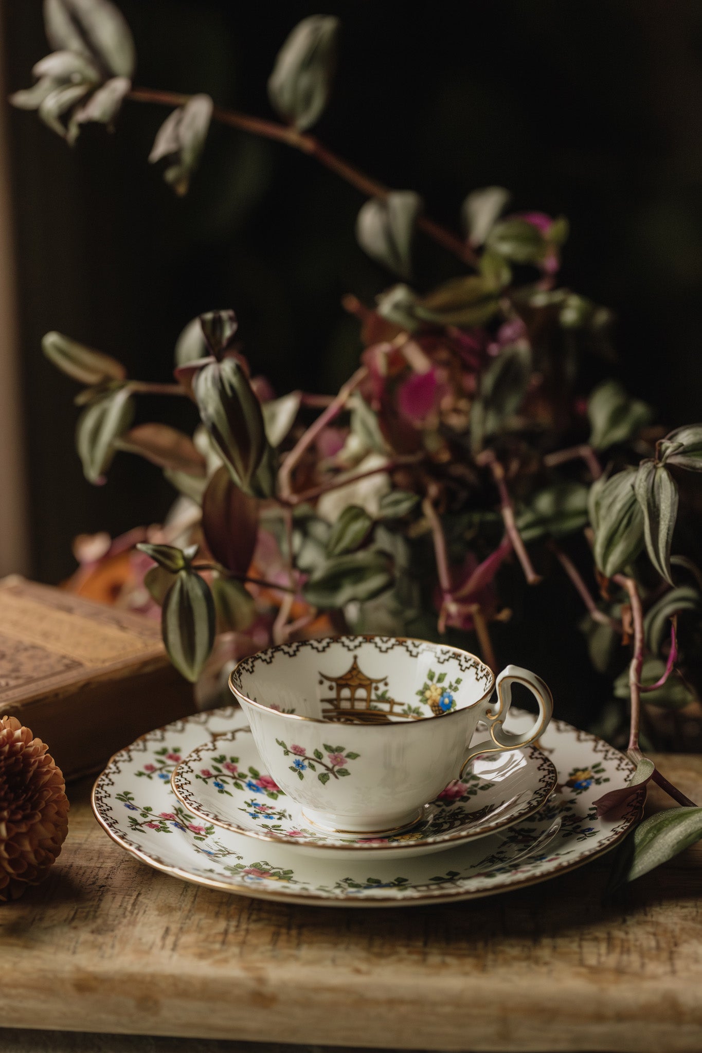 Pagoda by Aynsley Tea Cup Trio - Pre-Loved