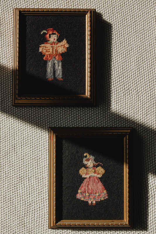 Dutch Needlepoint Duo | set of 2 - Pre-Loved