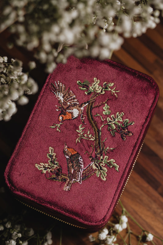 Robin's Love Velvet Jewelry Box