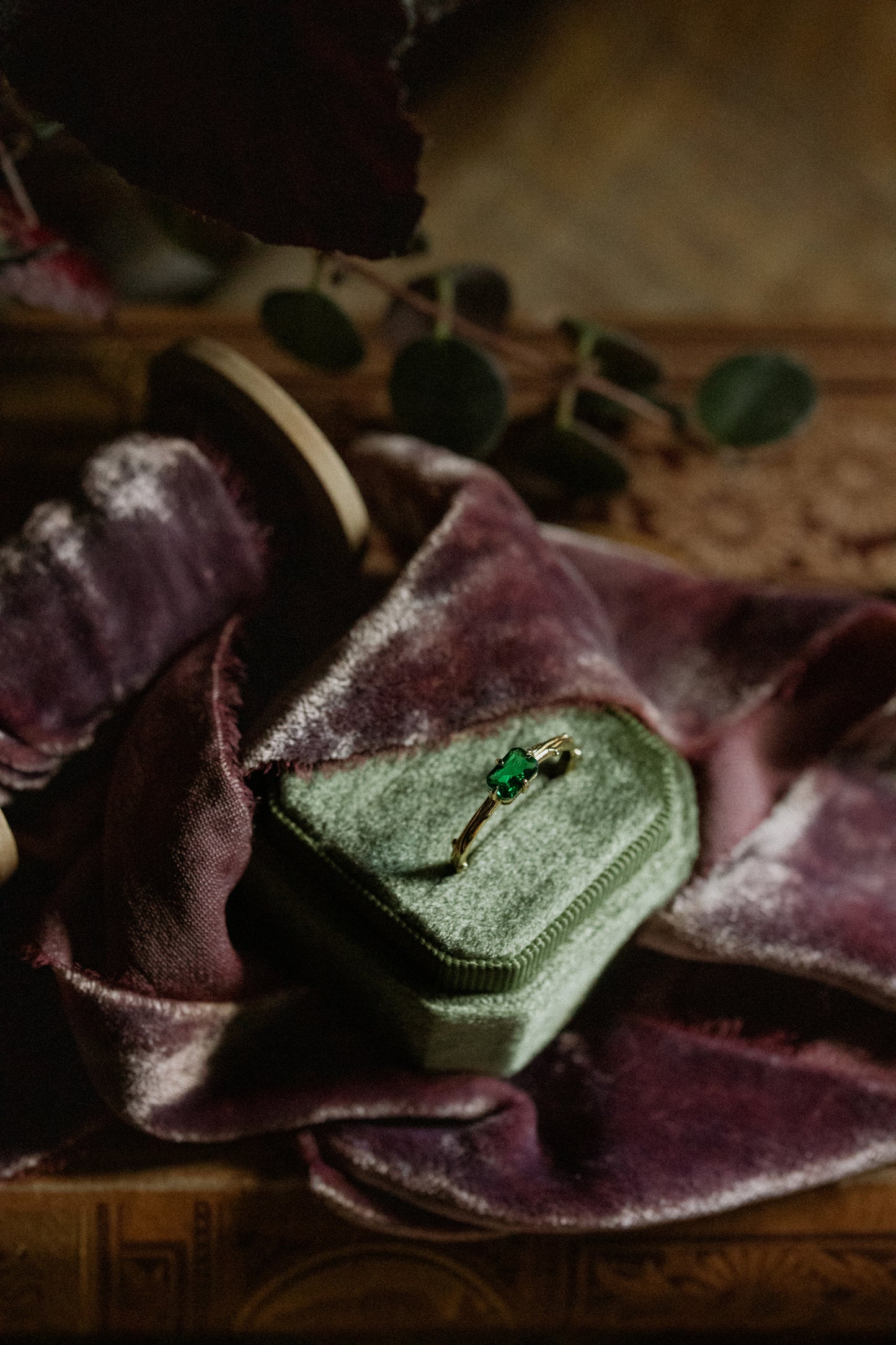 Emerald Bark Ring