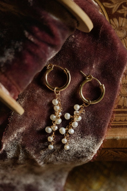 Pearl Dust Hoop Earrings