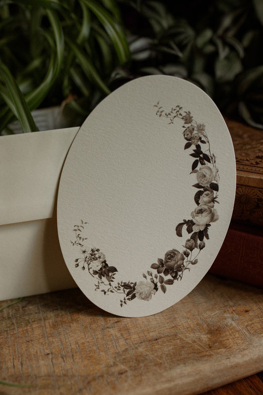 Dark Roses Oval Card