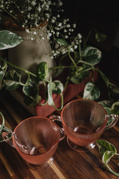 1930's Fine Rib Pink Depression Glassware - Pre-Loved